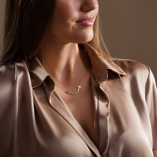 Cross Birthstone Necklace