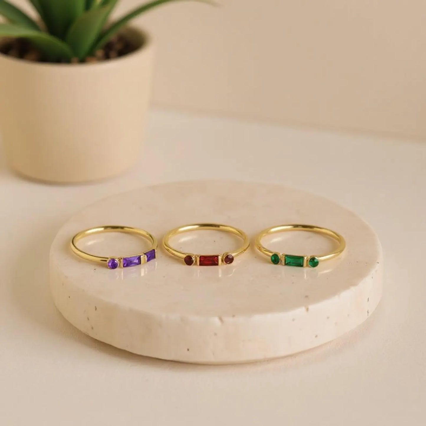 Morse Code Birthstone Ring