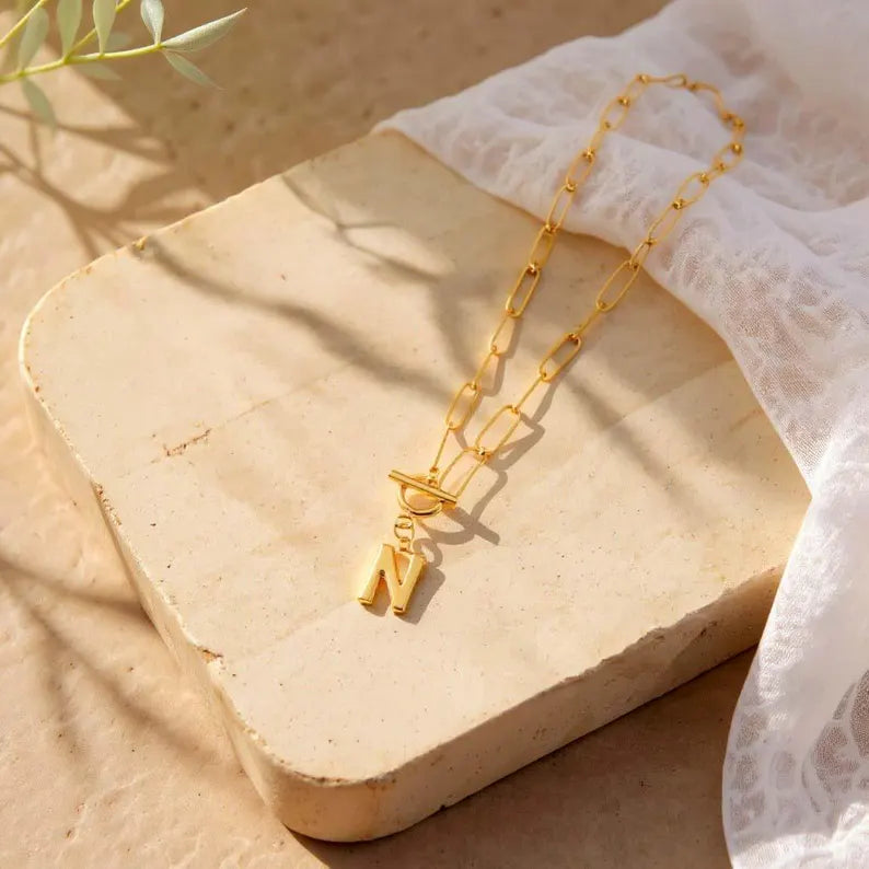 Paperclip Chain Initial Necklace