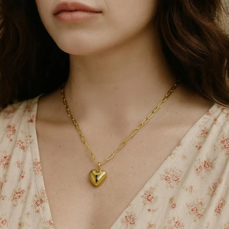 Paperclip Chain Heart Necklace