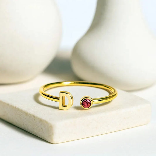 Initial Birthstone Ring
