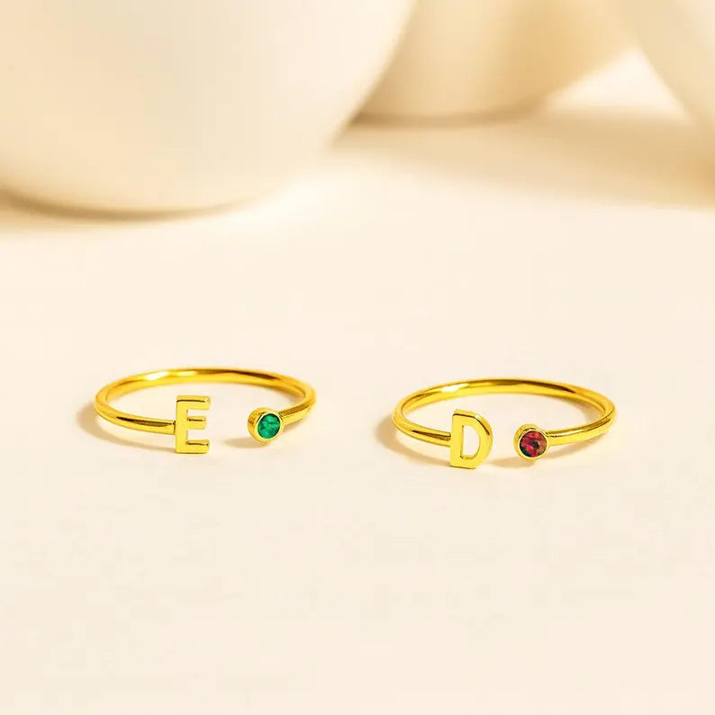 Initial Birthstone Ring