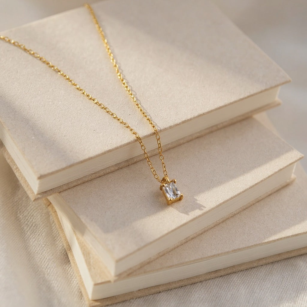 Baguette Birthstone Necklace