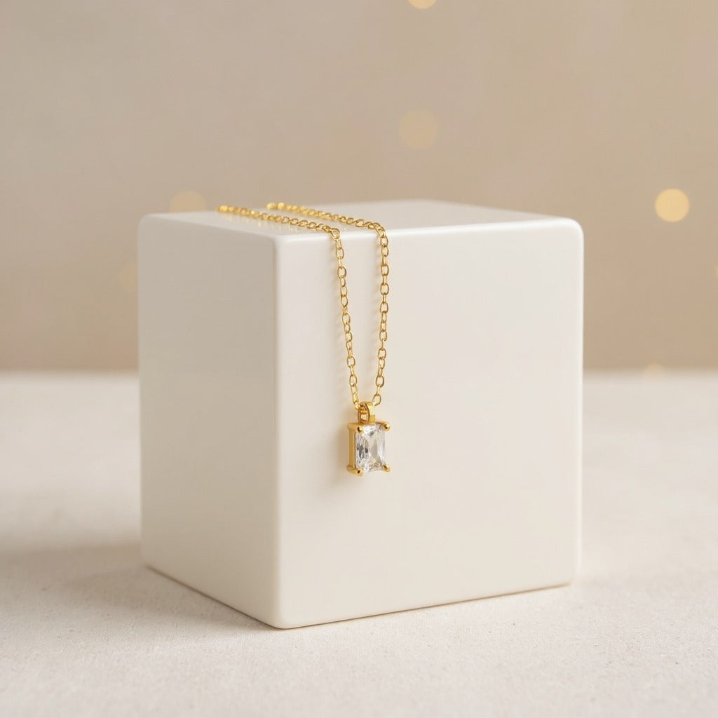 Baguette Birthstone Necklace