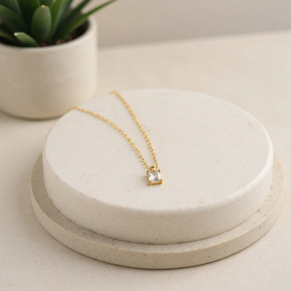 Baguette Birthstone Necklace