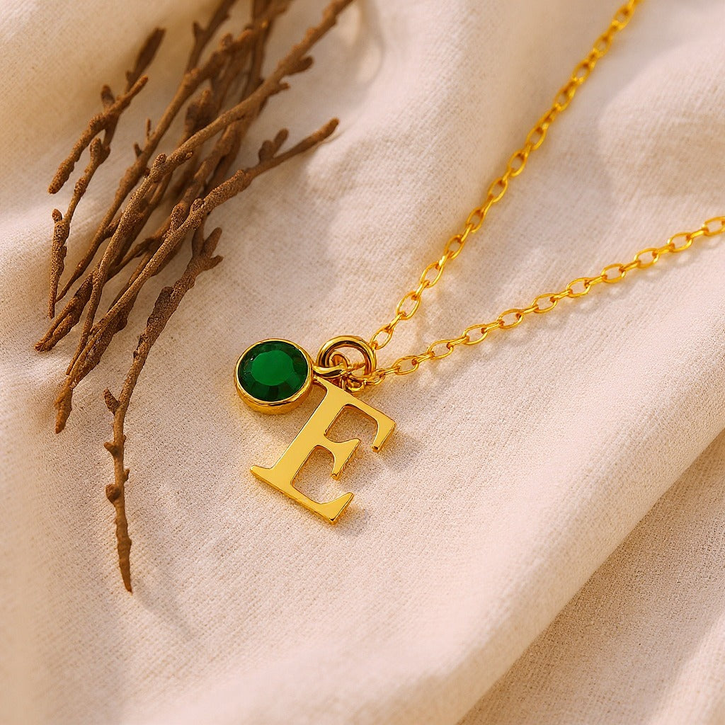 Birthstone Initial Necklace
