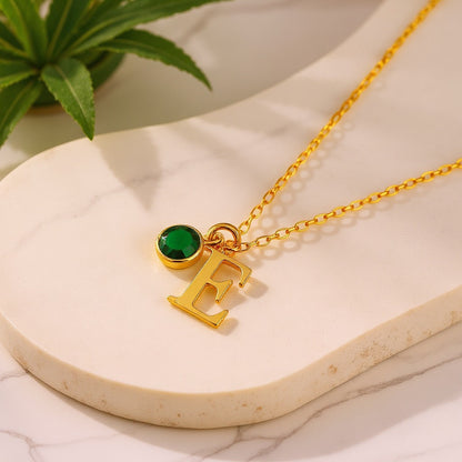 Birthstone Initial Necklace