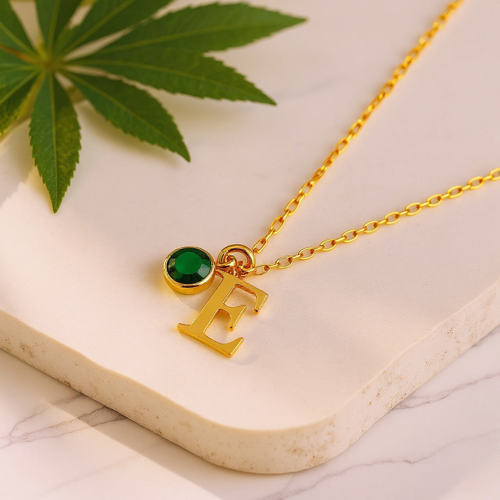 Birthstone Initial Necklace