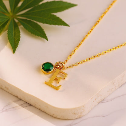 Birthstone Initial Necklace