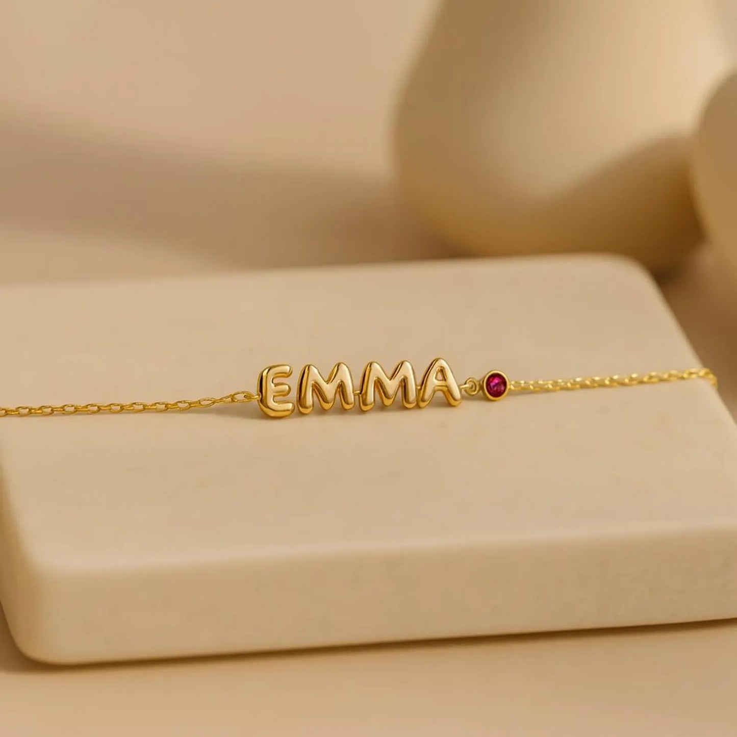 Bubble Name Birthstone Bracelet