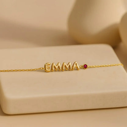 Bubble Name Birthstone Bracelet