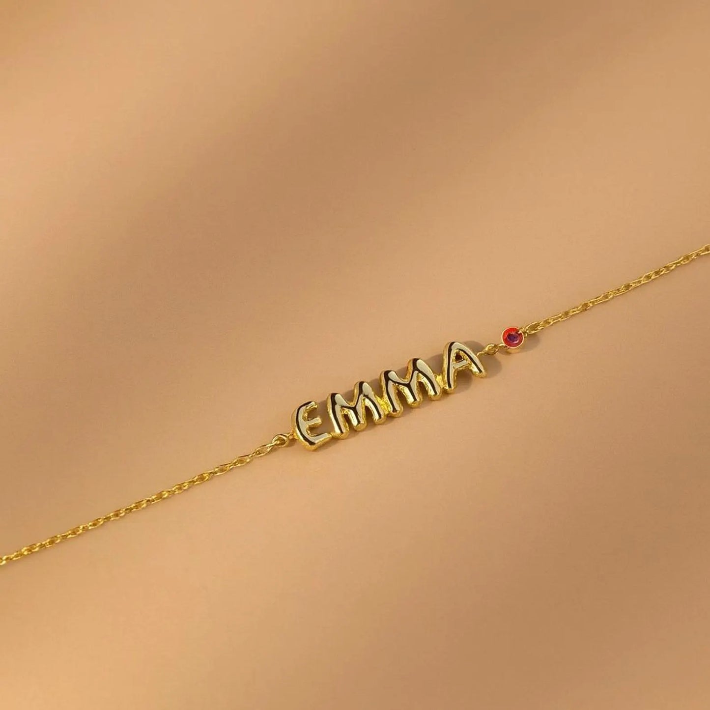 Bubble Name Birthstone Bracelet