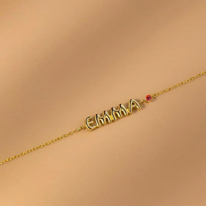 Bubble Name Birthstone Bracelet