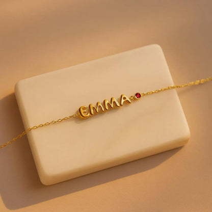 Bubble Name Birthstone Bracelet