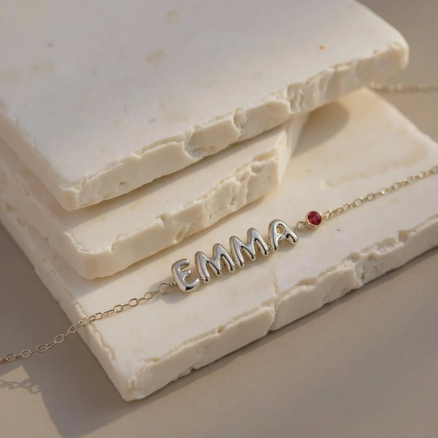 Bubble Name Birthstone Bracelet