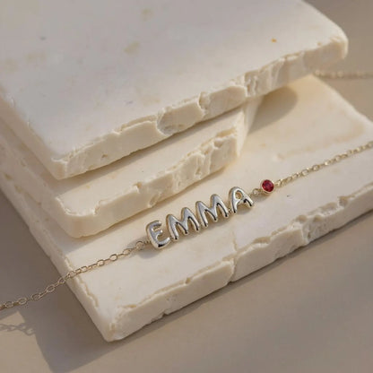 Bubble Name Birthstone Bracelet
