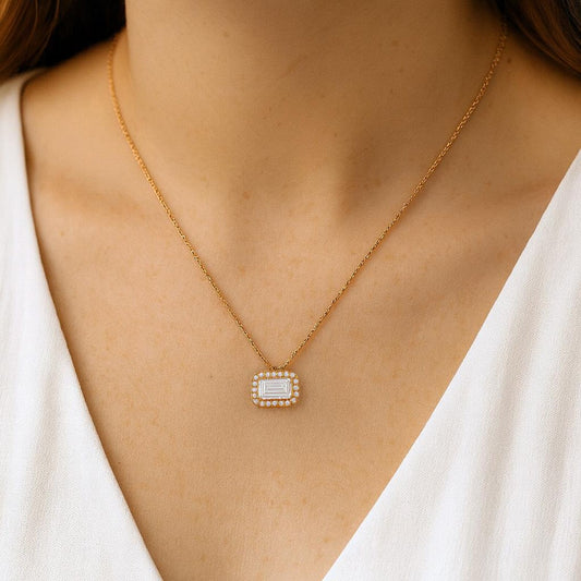 Emerald Cut Diamond necklace