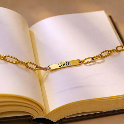 Paperclip Chain Tag Name Bracelet