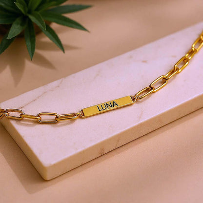 Paperclip Chain Tag Name Bracelet