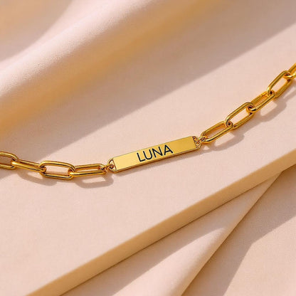 Paperclip Chain Tag Name Bracelet