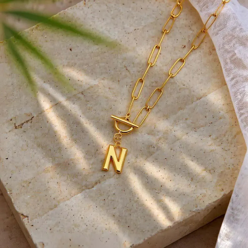 Paperclip Chain Initial Necklace