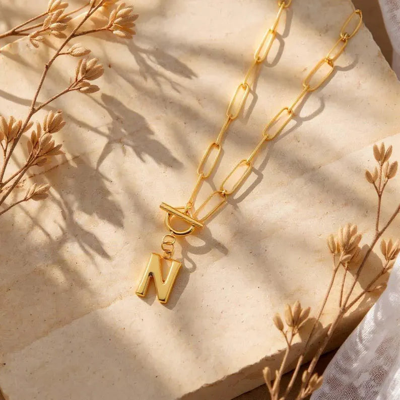 Paperclip Chain Initial Necklace