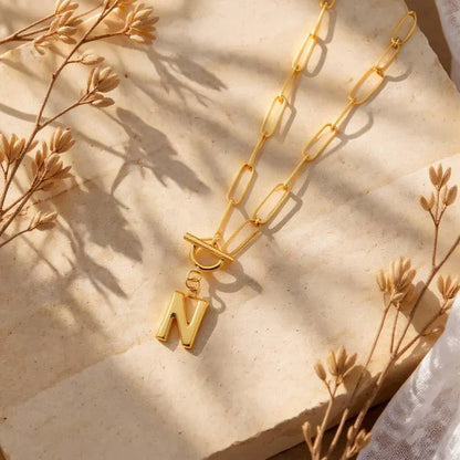 Paperclip Chain Initial Necklace