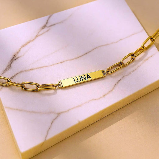 Paperclip Chain Tag Name Bracelet