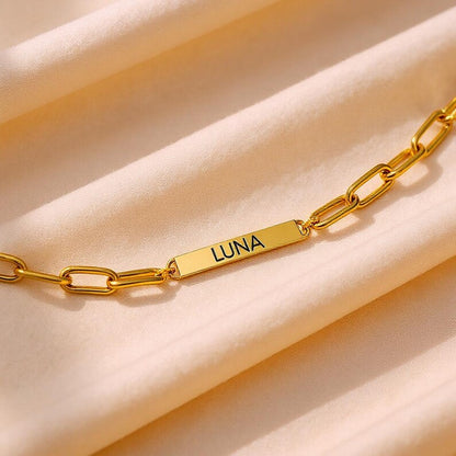 Paperclip Chain Tag Name Bracelet