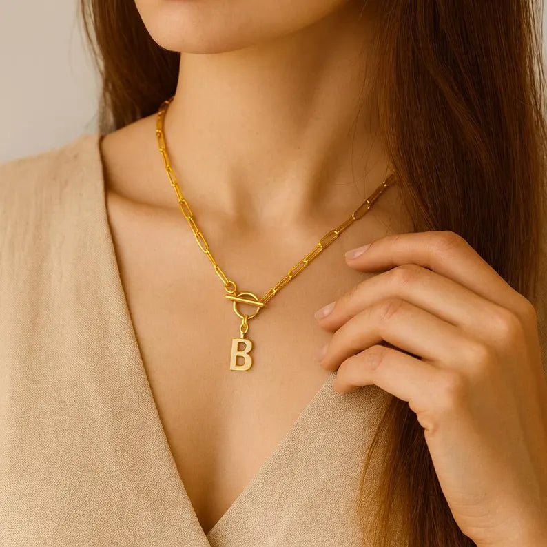 Paperclip Chain Initial Necklace