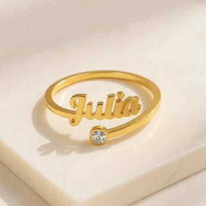 Personalized Birthstone Name Ring