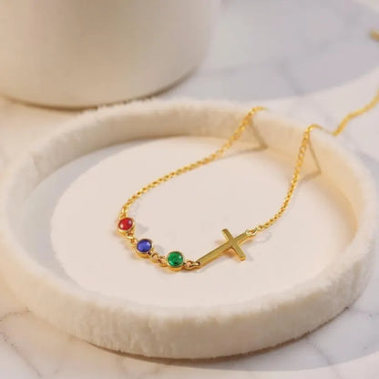 Cross Birthstone Necklace