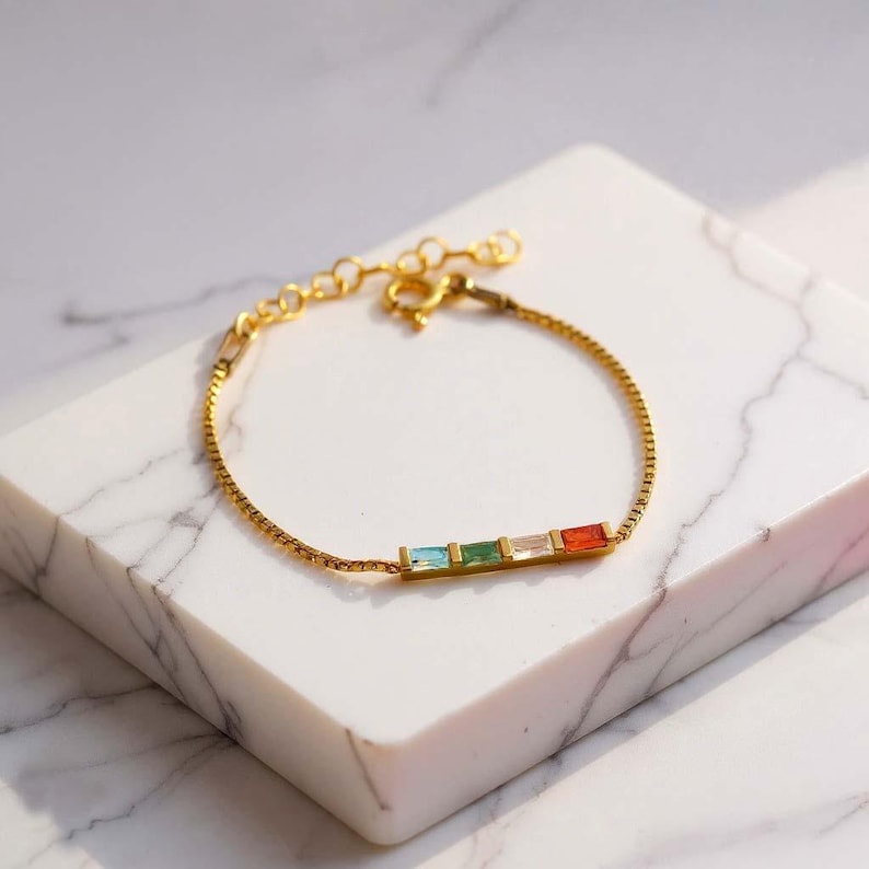 Baguette Birthstone Bracelet