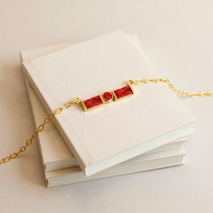 Morse Code Birthstone Necklace