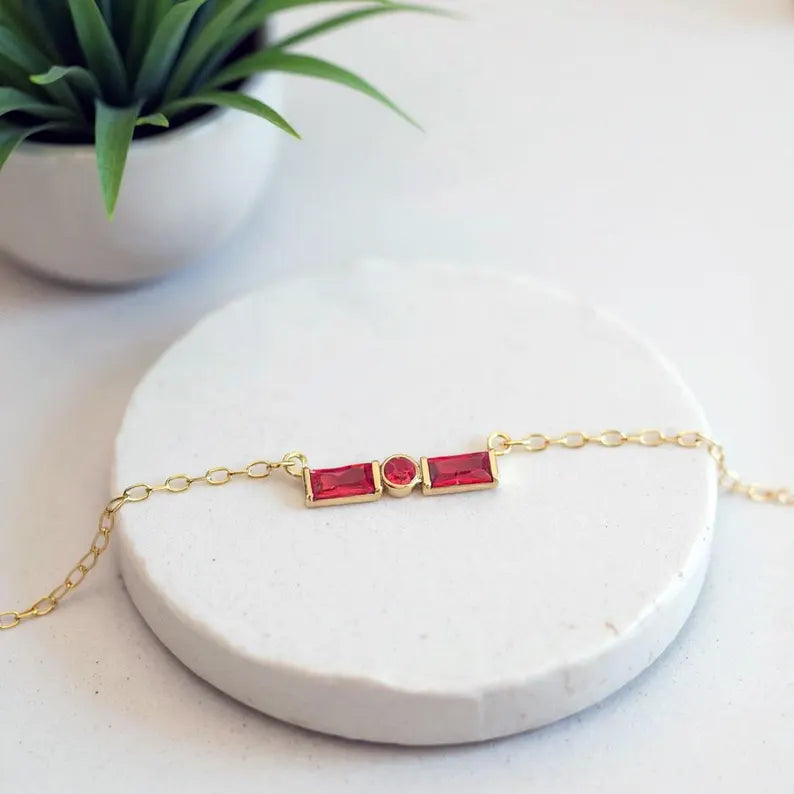 Morse Code Birthstone Necklace
