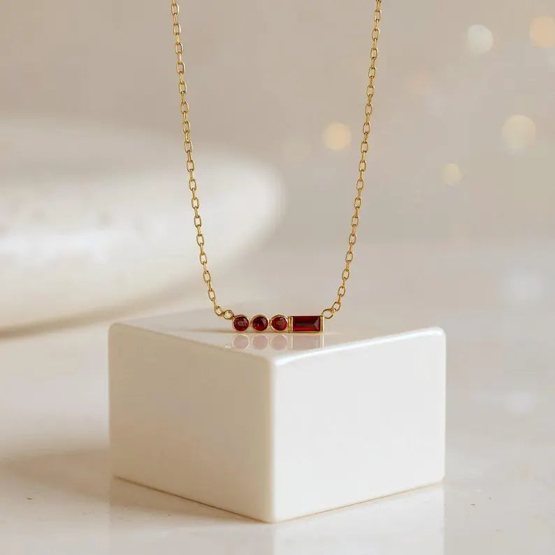 Morse Code Birthstone Necklace
