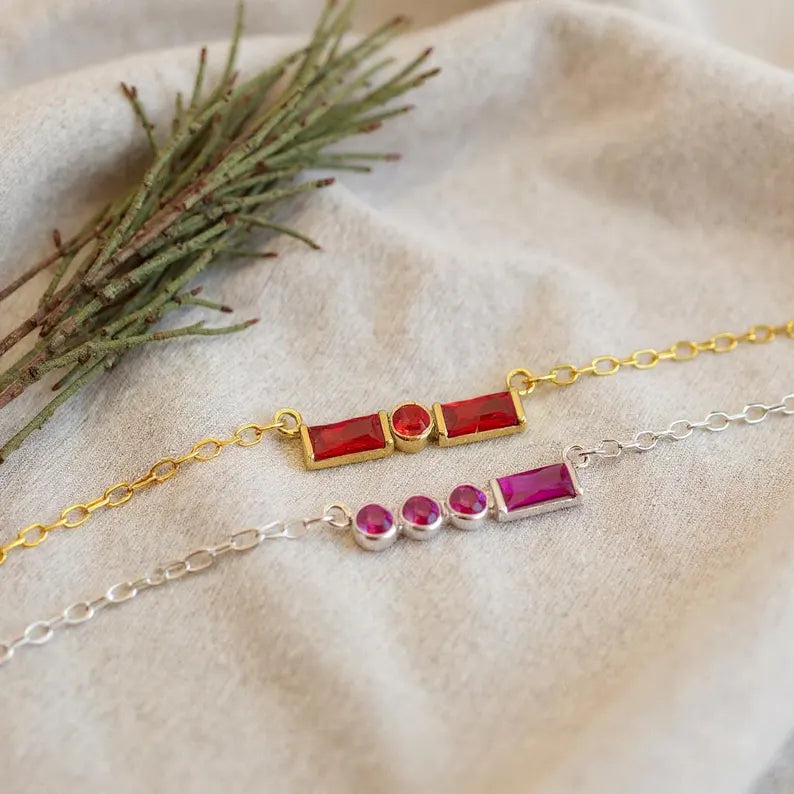Morse Code Birthstone Necklace
