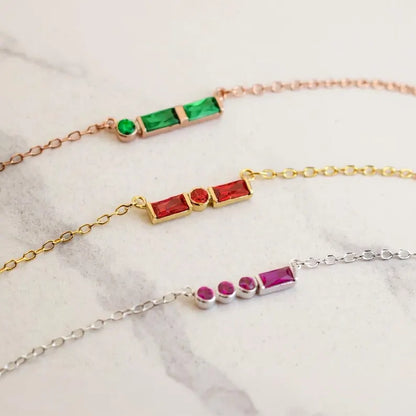 Morse Code Birthstone Necklace