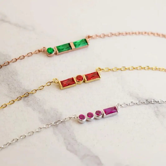 Morse Code Birthstone Necklace