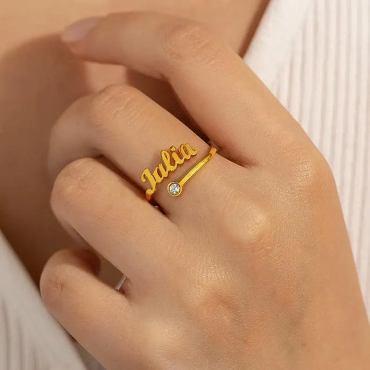 Personalized Birthstone Name Ring