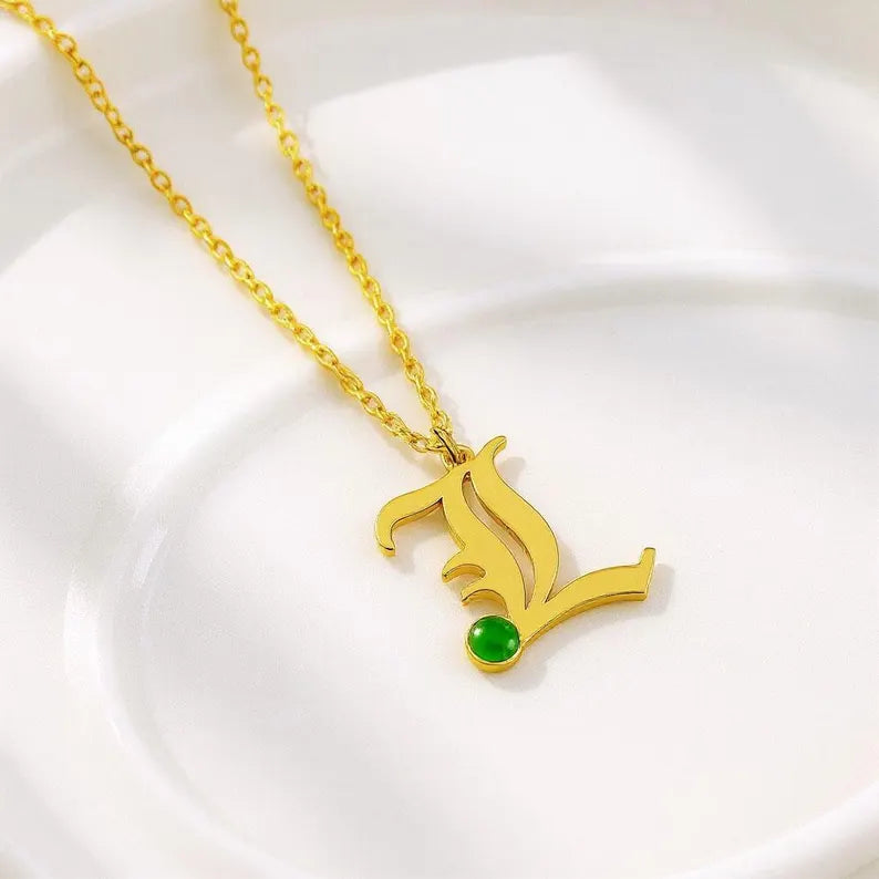 Old English Letter Necklace