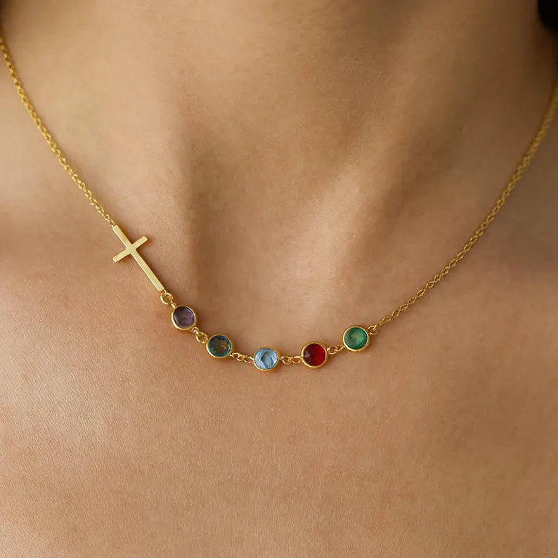 Cross Birthstone Necklace