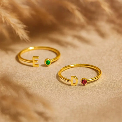 Initial Birthstone Ring