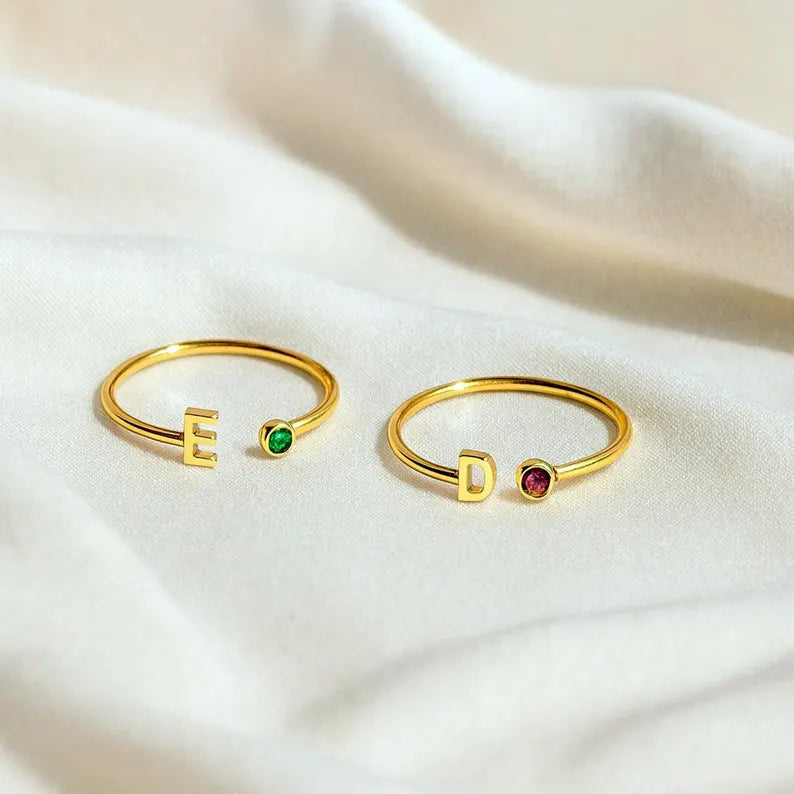 Initial Birthstone Ring