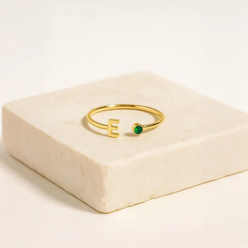 Initial Birthstone Ring