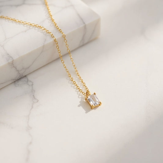 Baguette Birthstone Necklace