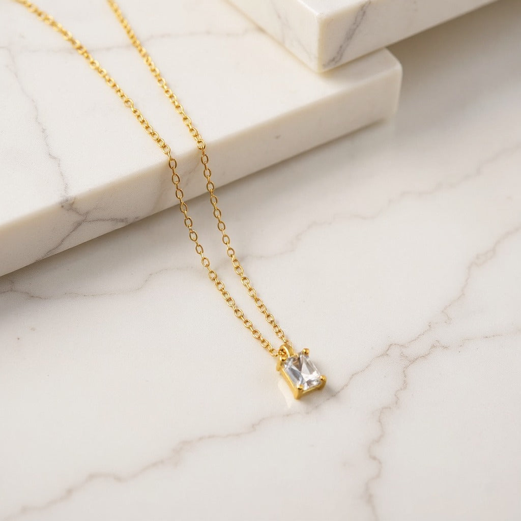 Baguette Birthstone Necklace