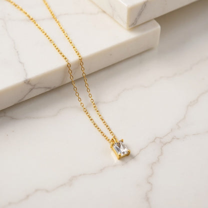 Baguette Birthstone Necklace