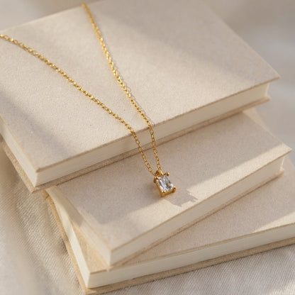 Baguette Birthstone Necklace