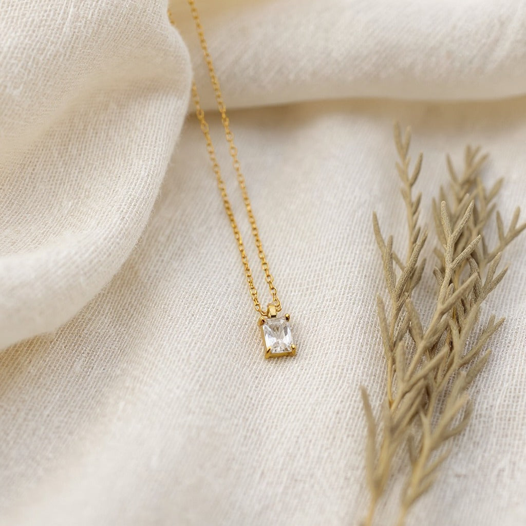 Baguette Birthstone Necklace